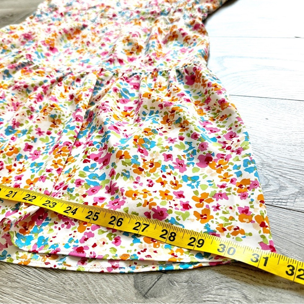 Kori Sage Combo Dress‎ Mini Elastic Shirring V-Neck Sleeveless Lined Floral - Picture 10 of 16